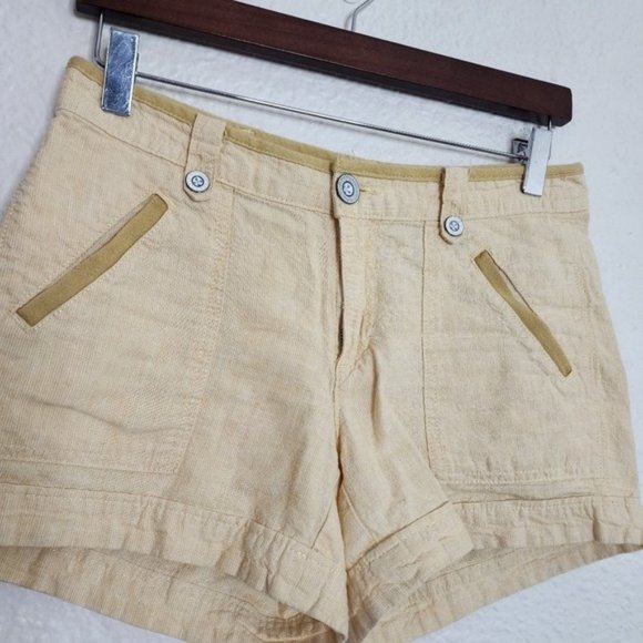 Pilcro And The Letterpress x Anthropologie Yellow Linen Blend Shorts Size 2 - Picture 3 of 10